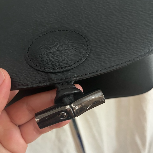 Longchamp Roseau Classic Pebbled Black Leather Crossbody - Picture 9 of 11